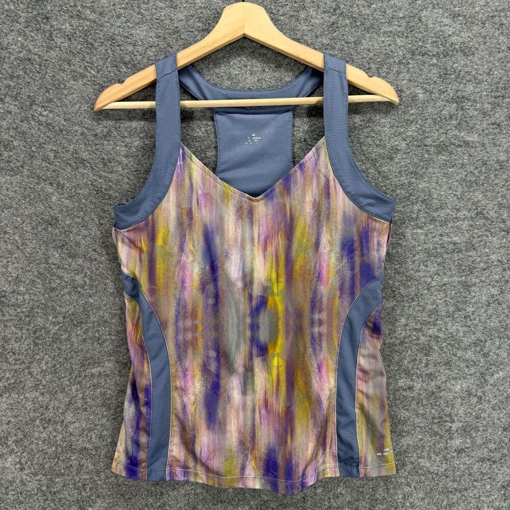 Unbranded Activewear Tank Women M Medium Blue Colorblock V-Neck Sleeveless